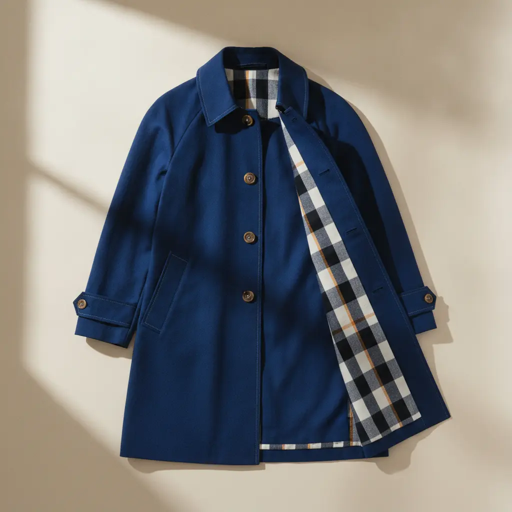 The coat laid flat, Fen Weave lining open